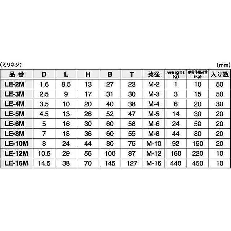 ロングアイボルト（ミリねじ　LE-10M　ステンレス　生地