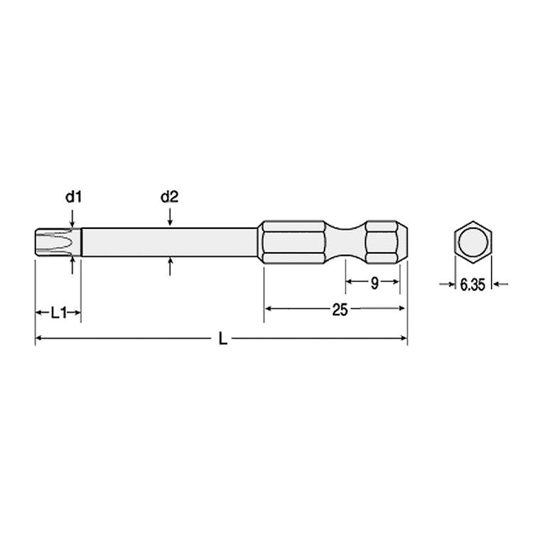 ＴＯＲＸビット　タンパー用　Ｊ　鉄　生地　JT40HX75