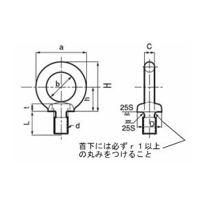 アイボルト M30(L=45) 生地 【4個入】 【呼び】