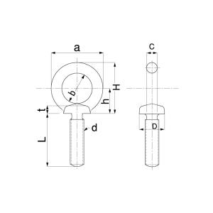 鉄　アイボルト(足長)　M20x200　三価クロメート