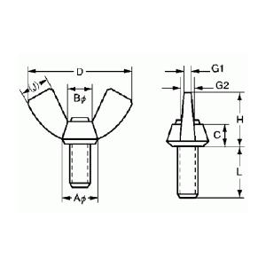 鉄 冷間蝶ボルト(R) M6x45 クロメート 【10個入】｜nejinejikun｜02