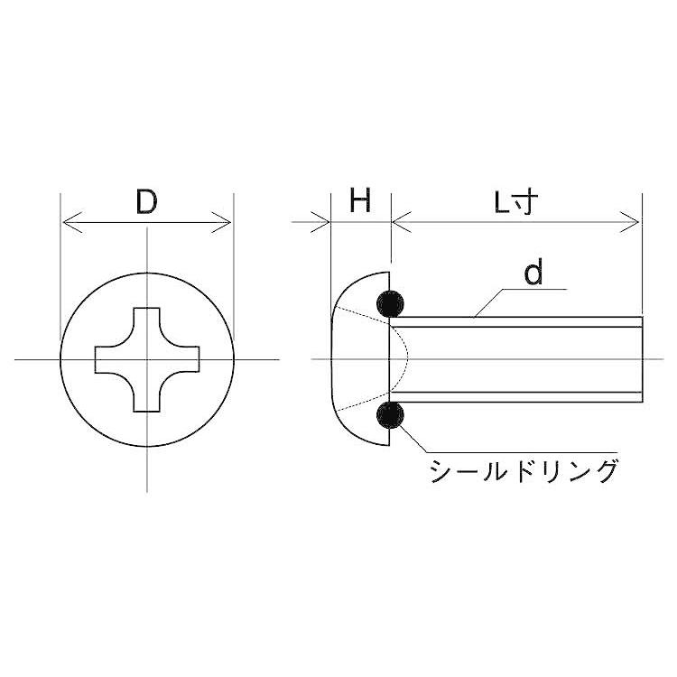 （＋）シールビス（ナベ）SUSシールビス(ナベ　X　ステンレス(303、304、XM7等)　生地(または標準)