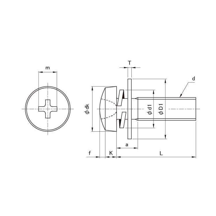 （＋）バインドＰ＝３BS(　)バインドP=3　X　黄銅　ニッケル　12