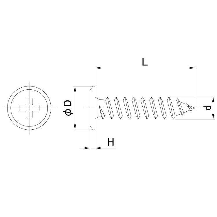 （＋）スリムヘッドＡタッピン(　)スリムヘッドAタッピン　X　20　ステンレス(303、304、XM7等)　生地(または標準)