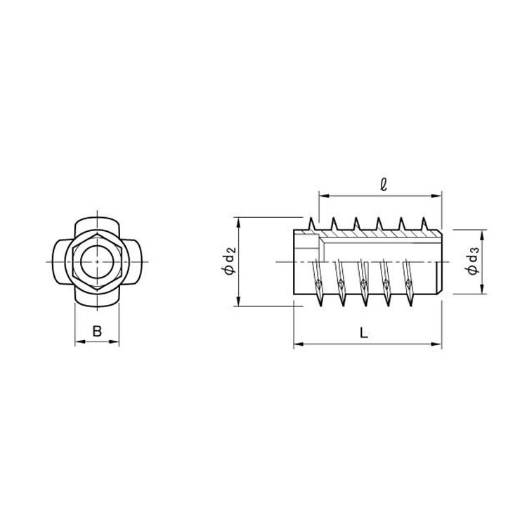 鬼目Ｎ（Ｐタイプ　ムラコシ製【750個】オニメN(Pタイプ  4 X 10 標準(または鉄)/三価ホワイト｜nejinetshop｜03