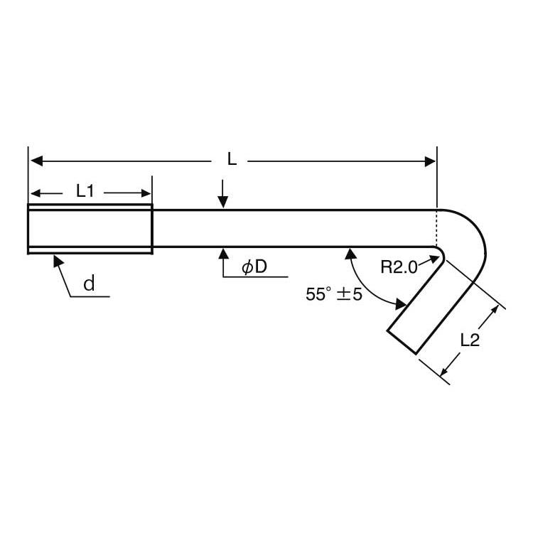 フックボルト（ウィット【100個】フックボルト(ウイット  1/4X125 標準(または鉄)/ユニクロ｜nejinetshop｜03