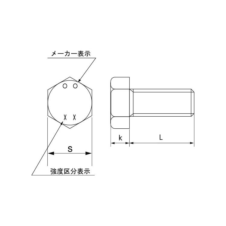 ８．８　六角ボルト（全ねじ8.8　6カクBT(ゼン　標準(または鉄)　生地(または標準)　10X55