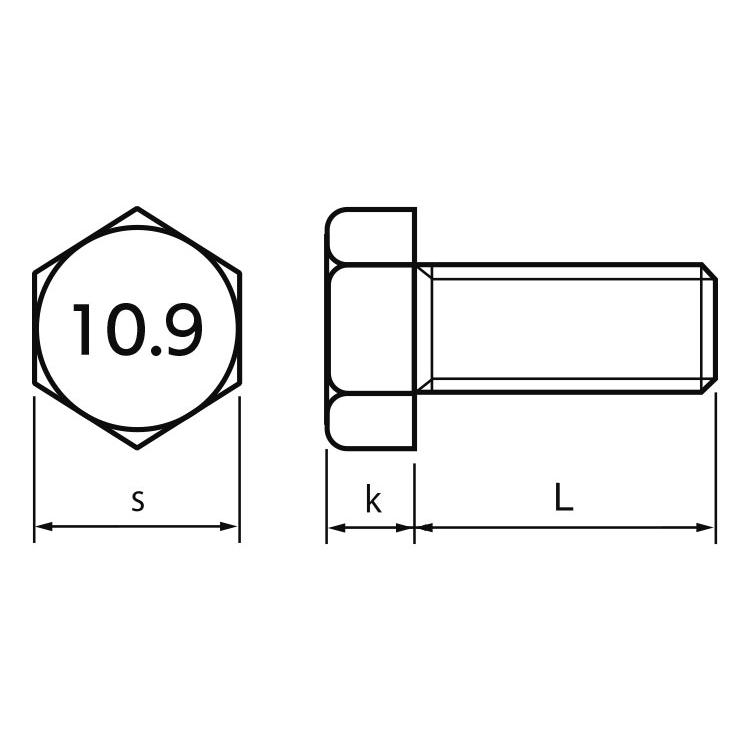 １０．９六角ボルト全ねじ（左ねじ10.9　BT(ゼン(ヒダリ　10X25　標準(または鉄)　生地(または標準)