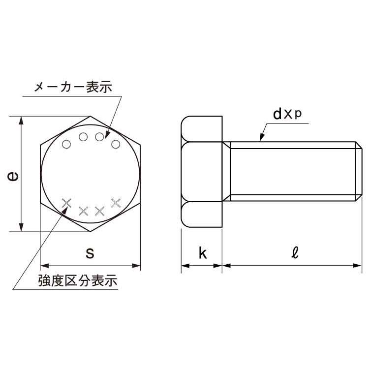 １０．９　六角ボルト（全ねじ細目10.9BT(ゼン(ホソメ　8X30(P1.0　標準(または鉄)　生地(または標準)