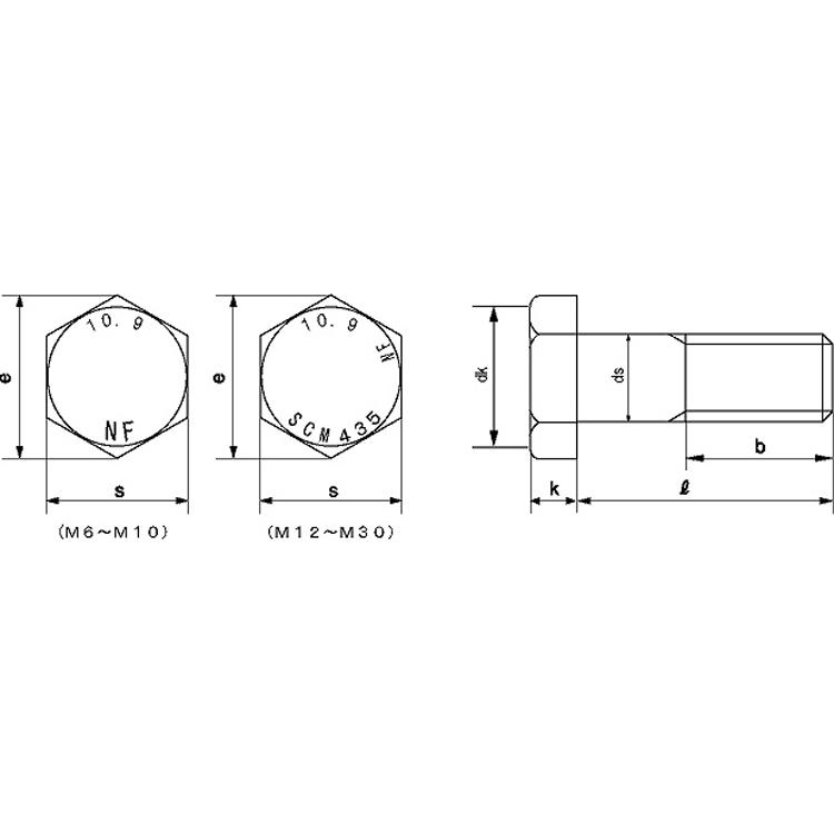 １０．９　六角ボルト（日本Ｆ10.9 6カクBT(ニホンF 10X125X26 標準(または鉄) クロメート - 1