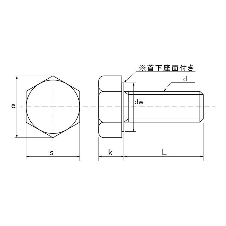 Ａ２−１００　六角ボルト（全ねじA2-100　6カクBT(ゼン　ステンレス(303、304、XM7等)　生地(または標準)　12X45