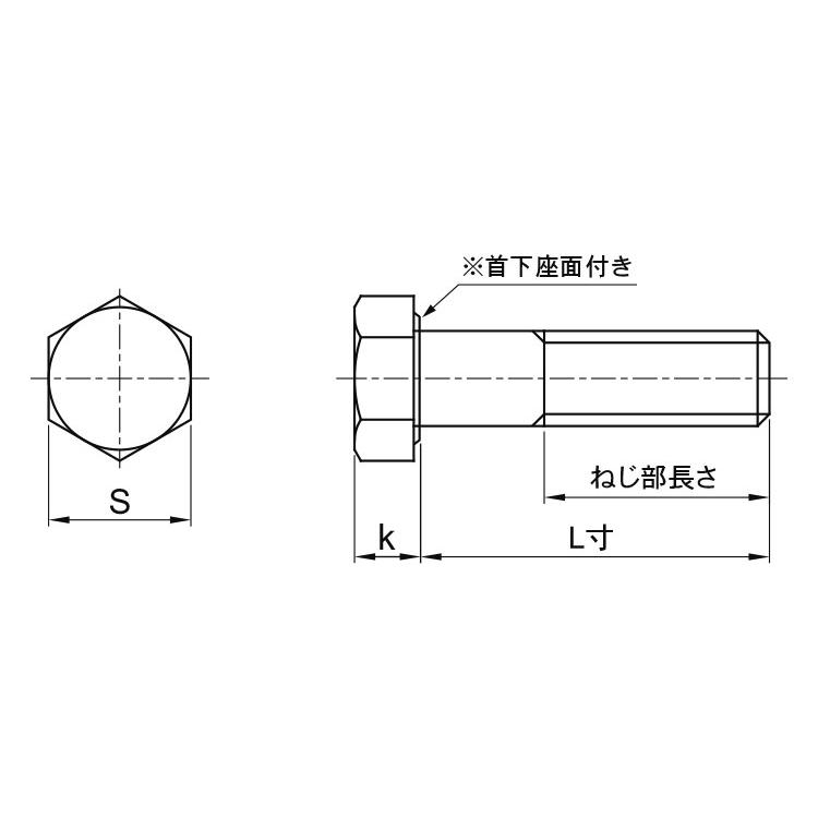 六角ボルト（本体規格・半ねじ）J4L　6カクBT(ハン　10X60　ＳＵＳ３２９Ｊ４Ｌ　生地(または標準)