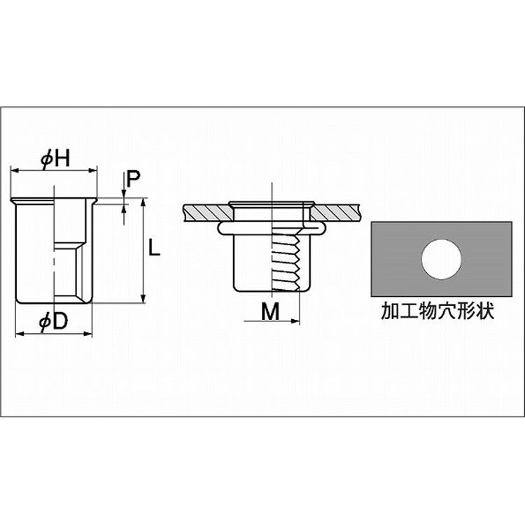 ＰＯＰナット　ＳＦＨ＊＊ＳＦ（鉄POPナット(スモールF　SFH　825SF　標準(または鉄)　三価ホワイト