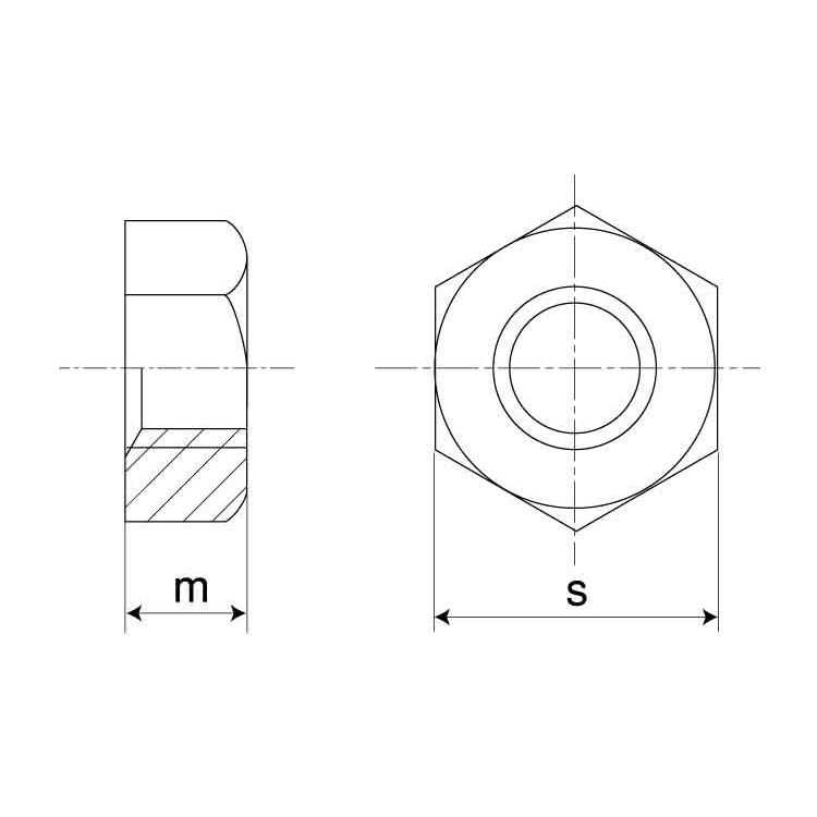 六角ナット（１種（切削SUSナット(1シュ(セッサク　M12　ステンレス(303、304、XM7等)　生地(または標準)