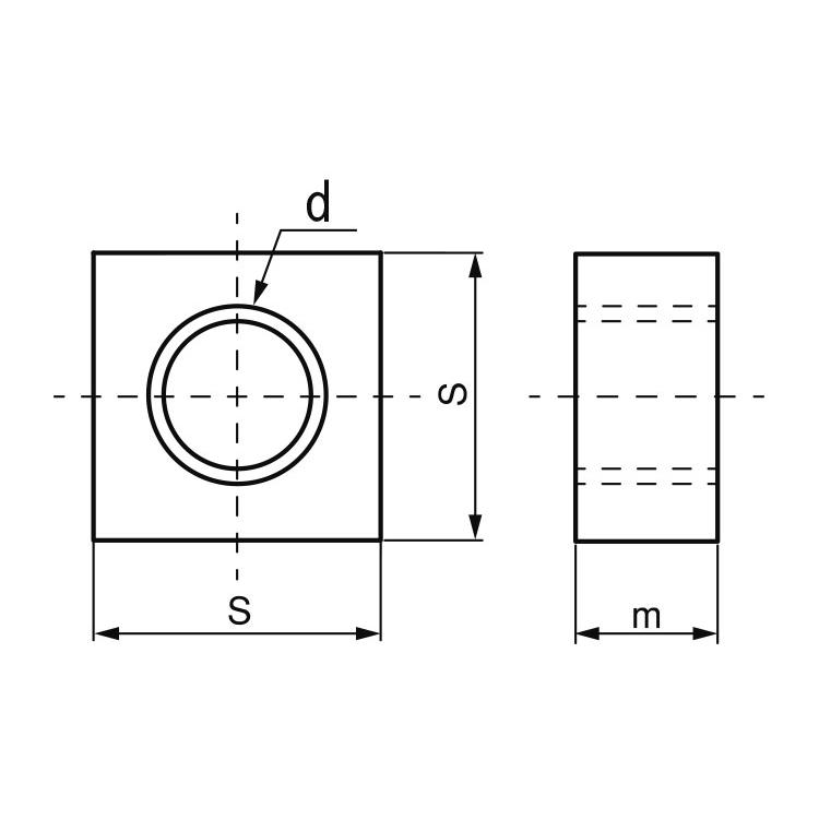 四角ナット4カクN　M2.6(6X1.6　標準(または鉄)　三価ホワイト