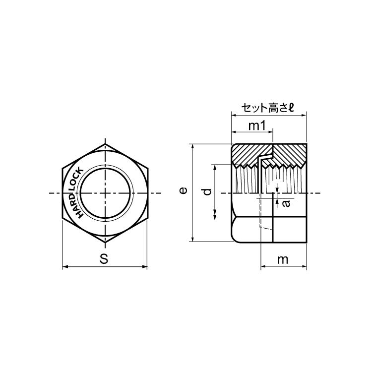 ハードロックナット（Ｈ−１）ハードロックN(H-1　M14　標準(または鉄)　三価ホワイト