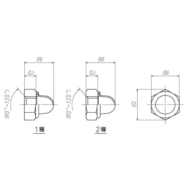 Ｅ−ＬＯＣＫナット（ＣＡＰ付六角EロックN(CAPツキ6カク　M4　ステンレス(303、304、XM7等)　生地(または標準)