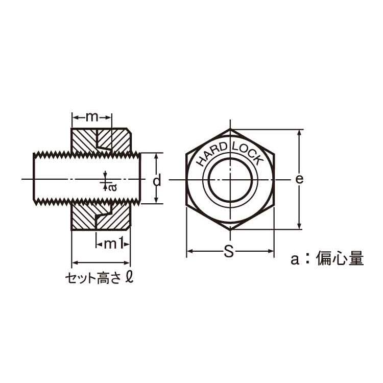 ハードロックナット（薄・Ｈ−３ハードロックN(ウスガタH3　M16　ステンレス(303、304、XM7等)　生地(または標準)