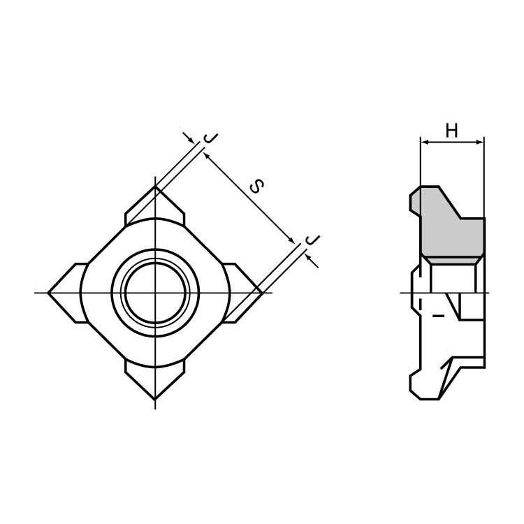 四角ウエルドＮＴ（Ｐ無１Ｄ大阪Ｆ4カクウエルドN(オオサカF　M4(8X3.2　ステンレス(303、304、XM7等)　生地(または標準)