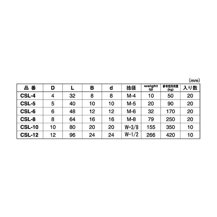 ロング沈みシャックルロングシズミシャックル　CSL-8　ステンレス(303、304、XM7等)　生地(または標準)