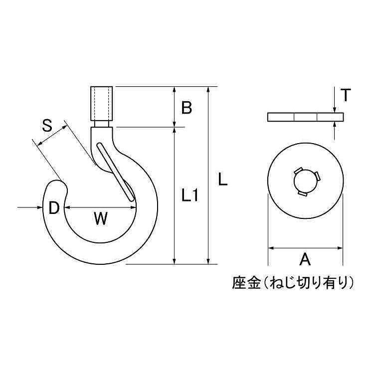 ボルトフック（アンカー付ミリネジボルトフック(アンカーツキ　EHB-8　ステンレス(303、304、XM7等)　生地(または標準)