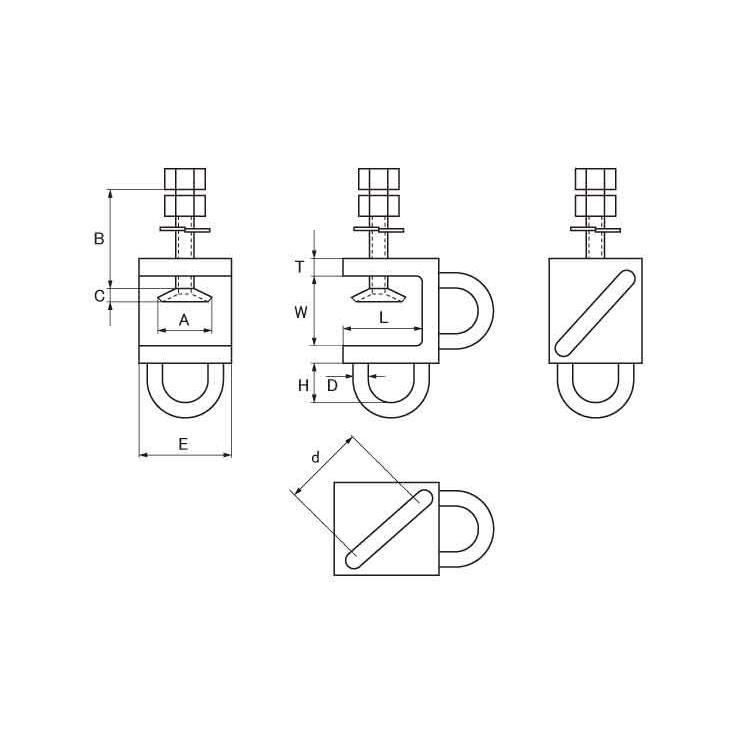 コの字クランプコノジクランプ　KC-40　ステンレス(303、304、XM7等)　生地(または標準)