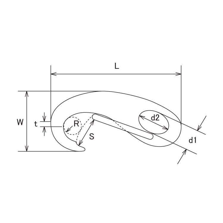 マガタマフック（ＭＨマガタマフック　MH-1　ステンレス(303、304、XM7等)　生地(または標準)