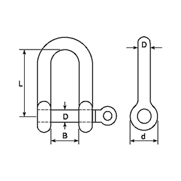 ロングねじシャックルロングネジシャックル　SPL-8　ステンレス(303、304、XM7等)　生地(または標準)