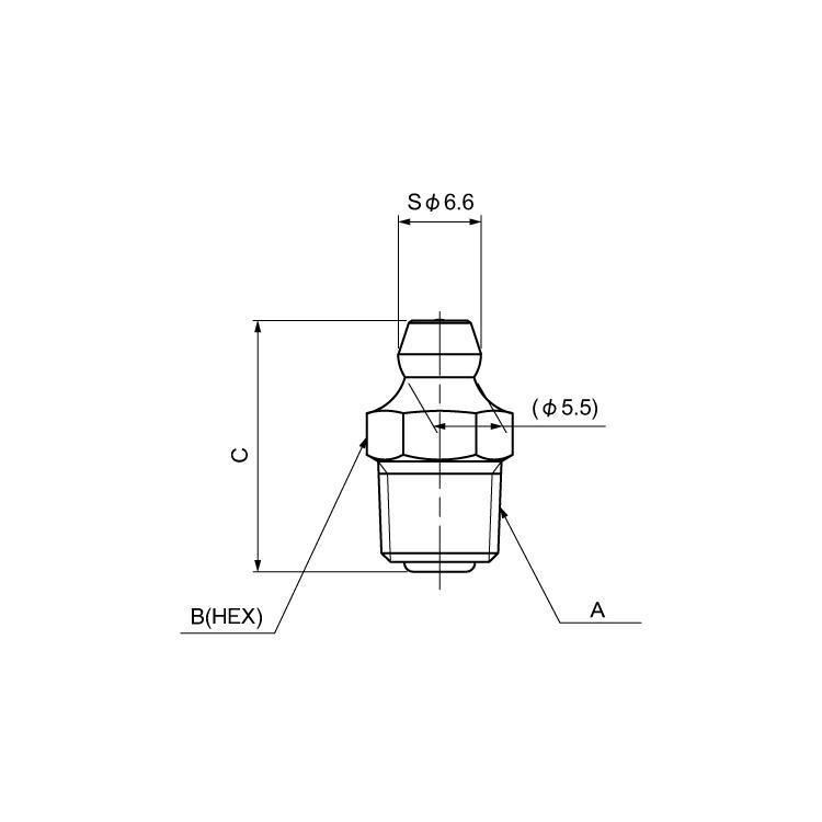 グリスニップル（Ａ【100個】BS グリスニップル(A 1/8 PT(JIS 黄銅/ニッケル｜nejinetshop｜03