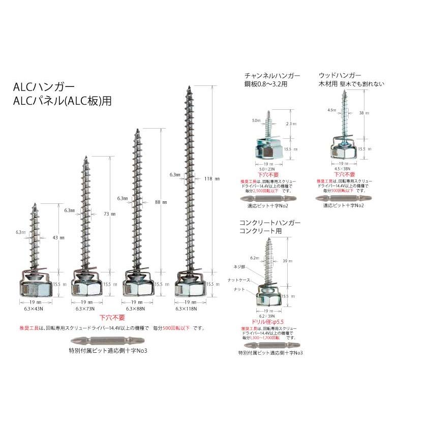 ナット付きハンガー【2個】ALCハンガー 6.3X43N 標準(または鉄)/生地(または標準) : ネジショップヤフー店 - 通販 ...