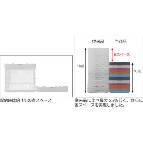 TRUSCO(トラスコ)　オリコン　薄型折りたたみコンテナ　スケルコン　５０Ｌ　ロックフタ付　透明レッド　赤 TSK-C50B R｜nejirakuichi｜03