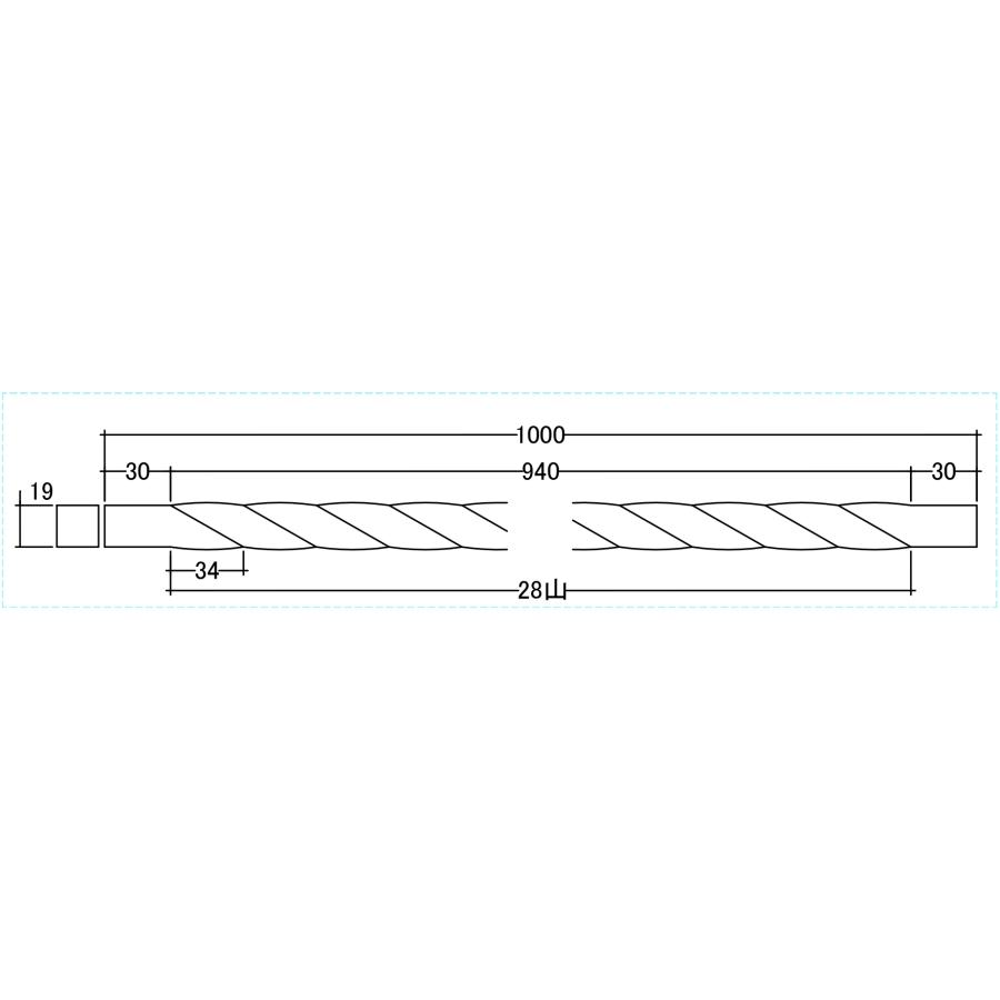 角パイプ　スチール　鉄　19x19x1000mm　スパイラル ツイスト ねじり 送料無料｜nejiri｜03