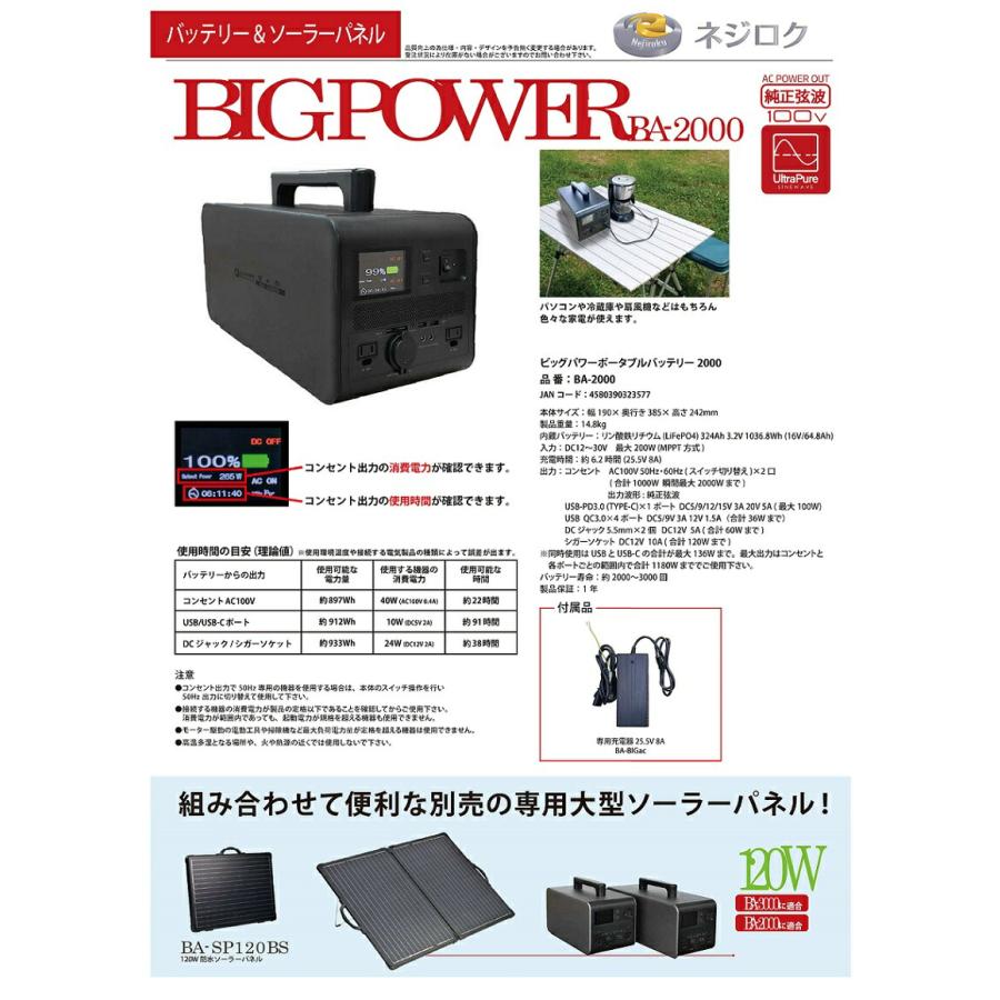 ビッグパワーポータブルバッテリー BA-2000 富士倉 : 金物専門店