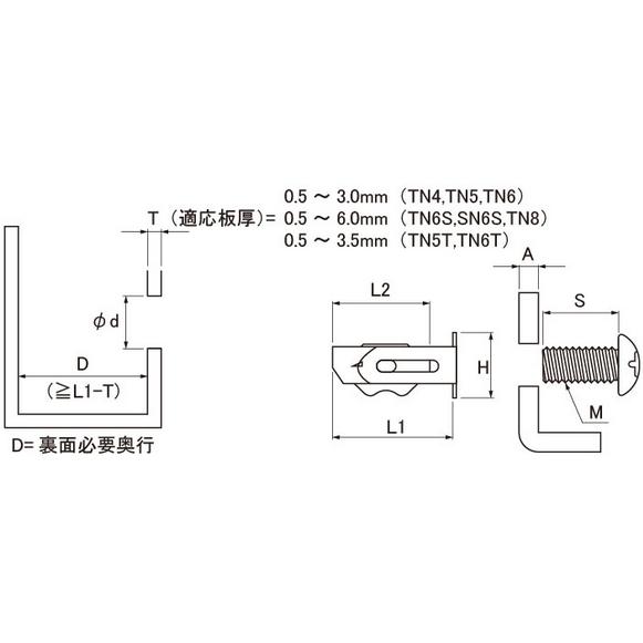 在庫あり・500本】 M6 メッキ TN-6 ターンナット SUNCO 若井産業 WAKAI 