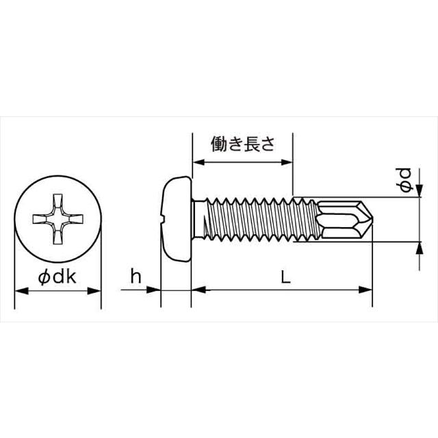 ステンレス ドリルビス ナベ ピアスビス 細目 M4x16mm （10本単位 バラ