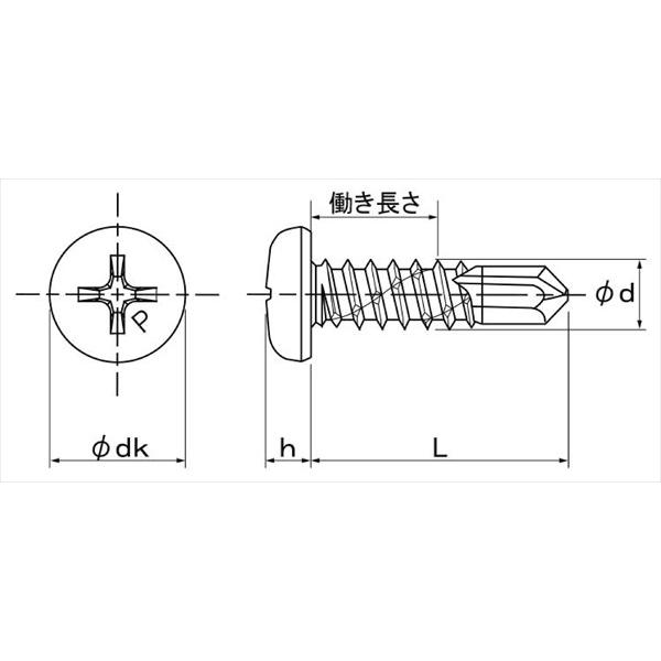 ドリルビス ステンレス ナベ ピアスビス M5x40mm 小箱 (500本) SUS