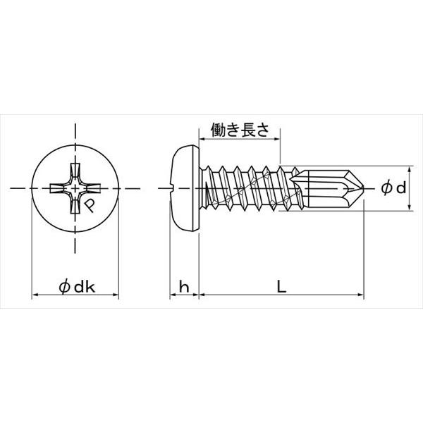 ドリルビス ステンレス ナベ ピアスビス M3.5x13mm 小箱 (1000本) SUS ステン ドリルねじ テックス テクス なべ|nejisugu|02