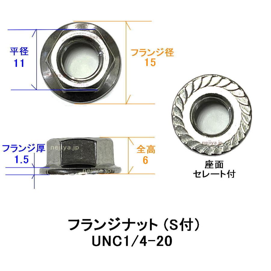 UNC1/4-20 ステンUNCフランジナット(セレート付） : ねじ各種と