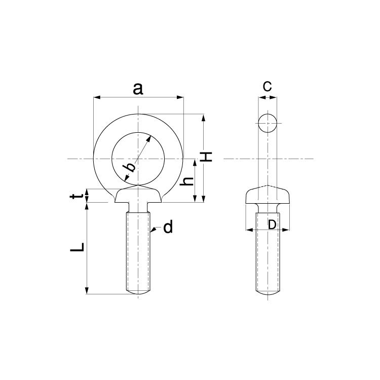 ステンレス 足長アイボルト M8 (太さ=8mm)×長さ=30mm 【 バラ売り ： 1