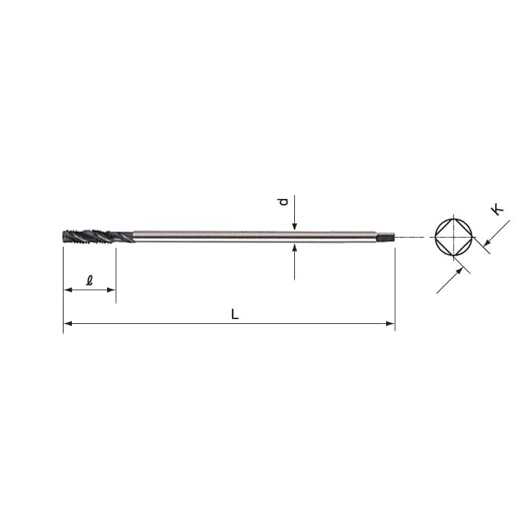 ISF ロングスパイラルタップ M4 並目用 (ピッチ=0.7mm)×長さ ISF ロングスパイラルタップ M4 並目用 (ピッチ=0.7mm)×長さ