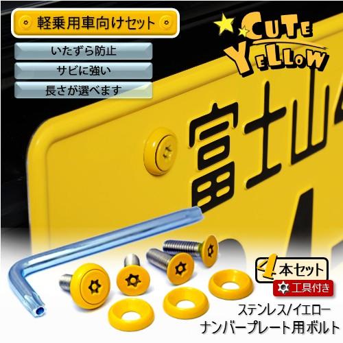 ナンバープレート用ボルト ピン・トルクスサラ ステンレス(イエロー) 4
