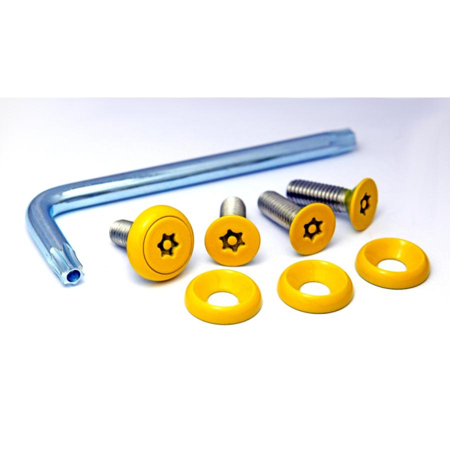ナンバープレート用ボルト ピン・トルクスサラ ステンレス(イエロー) 4