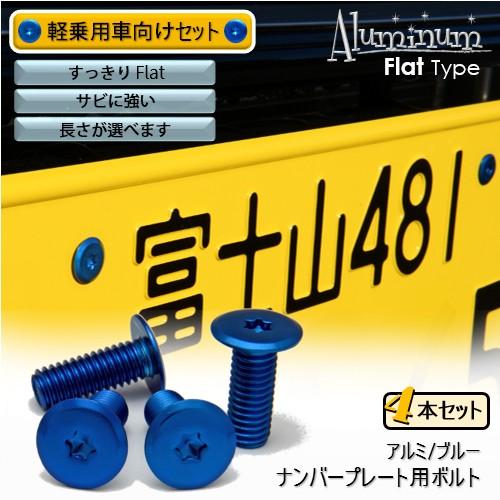 ナンバープレート用ボルト フラットタイプ アルミ ブルー 4本 ボルトのみ Tm01 100 04 ネジのトミモリ 通販 Yahoo ショッピング