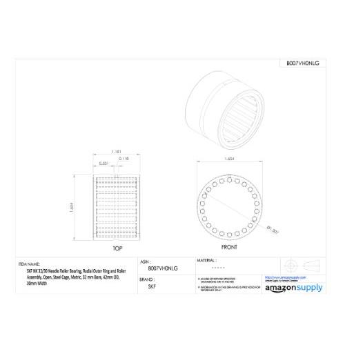 半額商品 SKF NK 17/16ニードルローラーベアリングラジアル外輪&ローラーアセンブリオープン、スチールケージ、メトリック、17 mmボア、25 mm OD、16 mm幅