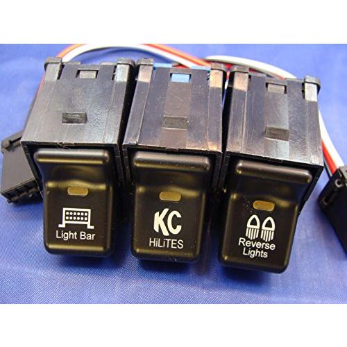 ジープ19972006 TJラングラー・ロッカー・スイッチ・ライトバーKCピッグテール付リバース3枚組 B01725GY8CNeki