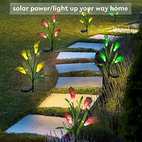 WOSPORTSソーラーライト屋外ガーデンステークフラワーライト%MULTI Color Changing LED Lily Solar Powered Lights for Patio?r%Lawn?r%Garden?r%Yar - 6