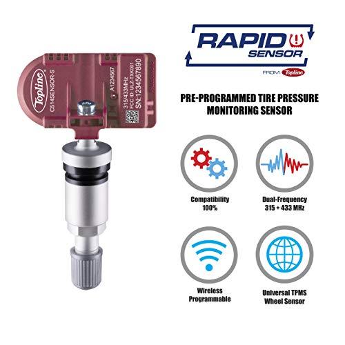 安値 Topline Rapid Tire Pressure Monitoring System Sensors (TPMS) 4個セット|433 MHz|Clamp-on|Maserati GranTurismo GranSport Quattroporte用にプログラム