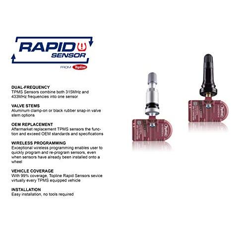 安値 Topline Rapid Tire Pressure Monitoring System Sensors (TPMS) 4個セット|433 MHz|Clamp-on|Maserati GranTurismo GranSport Quattroporte用にプログラム