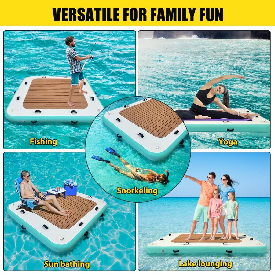 【ほぼ未使用】 LVAOSTTインフレータブルフローティングドックプラットフォーム湖、川、プール、ビーチ、オーシャン、浮島いかだ滑り止め付き、電動エアポンプ、収納バッグ 【1414546331】(50714円)