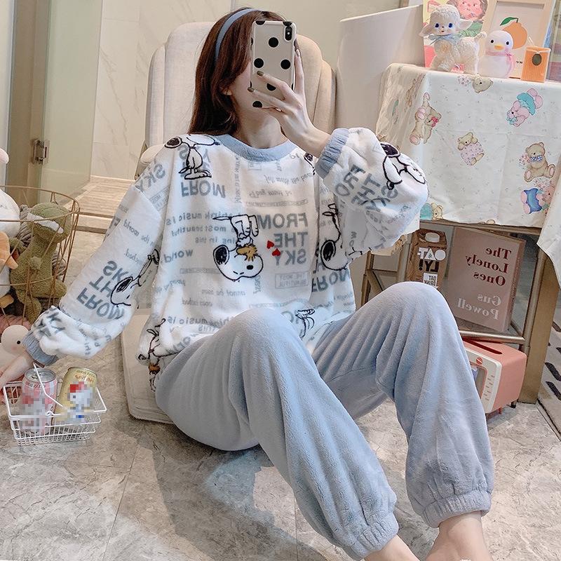 2点セット スヌーピー パジャマ ルームウェア レディース 秋冬 モコモコ 長袖 パジャマ フランネル ルームウェア 暖かい 可愛い 厚手部屋着 寝巻き Ms 66 猫バドストア 通販 Yahoo ショッピング